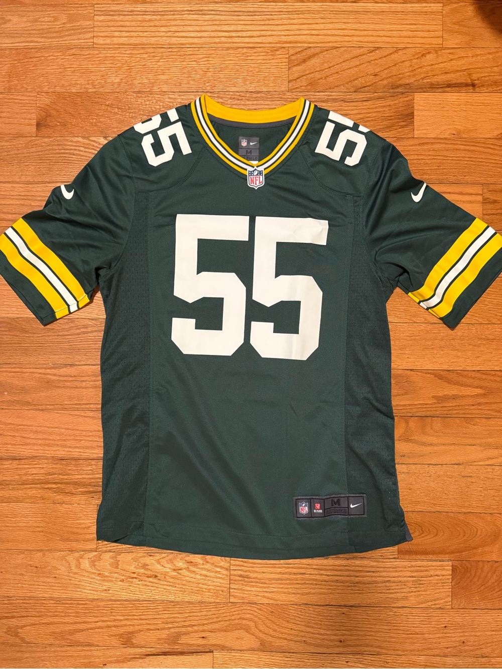NFL Green #55 Men's Football Jersey with Yellow and White Trim - Picture 1 of 4